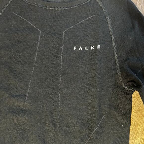 FALKE Black Skiing Wool Tec Men's Base Layer Top Long Sleeve Size Medium - Picture 3 of 8